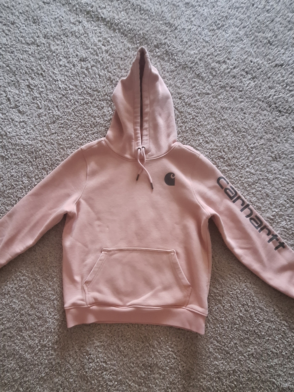 Carhartt Women's Blush Pink Pullover Hoodie with Sleeve Script